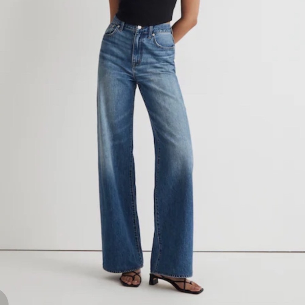 Madewell The Super Wide-Leg Medium Wash Denim Jeans Size 25